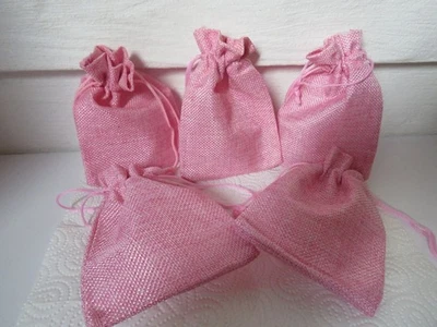 24 Jute Beutel Säckchen Sack rosa Weihnachten Adventskalender Landhaus Neu - Bild 1 von 2