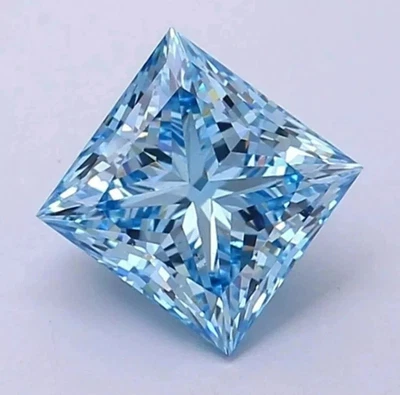 3 Ct Lab Grown Blue Color Diamond Princess Cut VVS1 D Grade Certified Stone 2 - Image 1 of 4