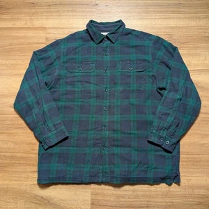 LL Bean Fleece gefütterte Flanell Hemd Jacke Shacket Herren L Knopfleiste schwer kariert - Bild 1 von 9