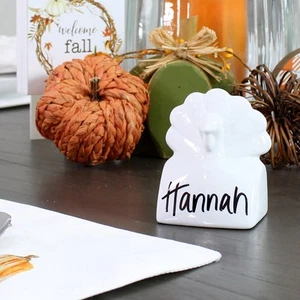 Turkey Place Card Holders 6pk, Ceramic Reusable Thanksgiving Place Markers - Picture 1 of 7