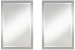 Metzeo Chrome 22" x 33" Rectangular Wall Mirrors Set of 2 - Picture 1 of 6