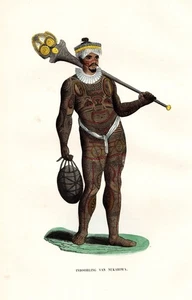 Tatuaggio Nuku Hiva isola Oceano Pacifico Isole Marchesi Polinesia Francese 1840. - Foto 1 di 1