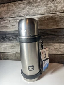 Bene Casa 34 oz Silver /Black Thermos Bottle - Picture 1 of 5