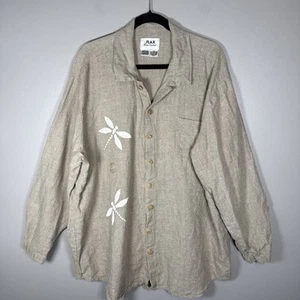 FLAX by Jeanne Engelhart Oversized Linen Tunic Shirt Oatmeal Size Large Rare - Picture 1 of 11