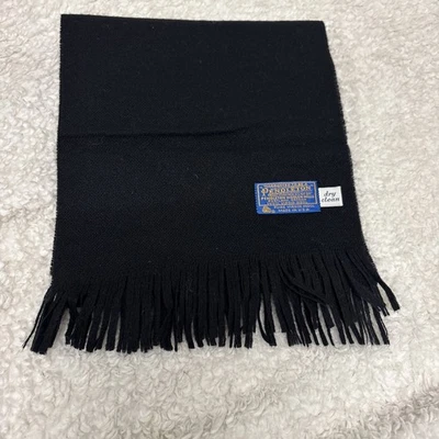 Bufanda Pendleton DE COLECCIÓN negra pura lana, flecos, logotipo, 68x10 Foto 1 de 2