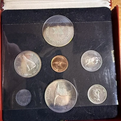 1967 ROYAL CANADIAN MINT Ottawa 7 Coins Set With Confederation Medal FBOX - Image 1 of 3