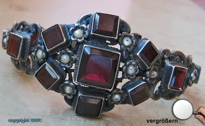 Armreif Silber in Granatarmreif Silberarmreif mit Granate Granat Armband antik! - Bild 1 von 4