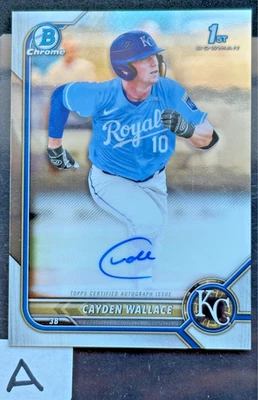 CAYDEN WALLACE (1) 2022 1st Bowman Draft Chrome Prospect Auto CDA-CW NATS QTY - Image 1 of 4