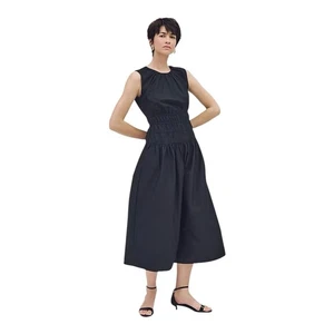 J Crew Hyacinth Sleeveless Cotton Midi Womens Size L Black Fitted Waist - Picture 1 of 14