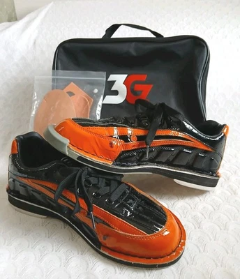 3G Bowling Shoes Mens 10.5 Tour Ultra/C Right Handed Black Orange W/Bag & Extras - Image 1 of 4