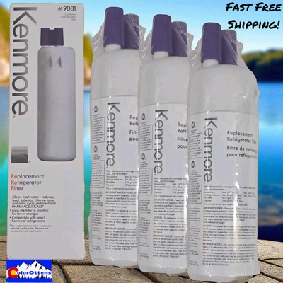 3 Pack 46-9081 469081 Genuine Kenmore® Refrigerator Replacement Water Filter OEM - Image 1 of 4