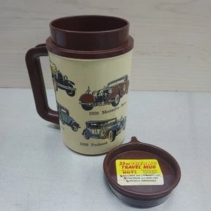 Vintage Whirley Classic Cars 22 oz Thermo Hot Cold Plastic Mug Cup with Lid - Picture 1 of 11