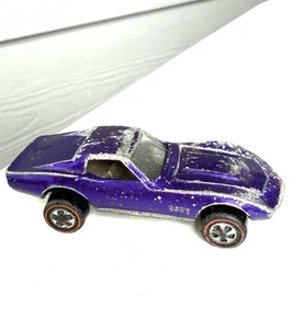Hot Wheels Redline 1968 Custom Corvette US Purple w Brown Interior Original Car - Picture 1 of 8