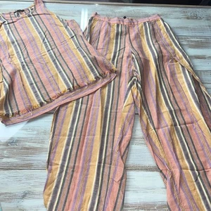 Drew Sz S Two Piece Anthropologie Striped Pants Top Set Tangerine Lavender - Picture 1 of 13