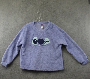 Disney's Stitch Light Blue Fleece Furry Sweater Winking Stitch Sleepwear Top - Picture 1 of 10