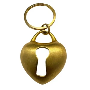 Heart Key Hole Keychain For Women NEW! Gold Toned Metal Bag Charm Y2k Vtg NICE! - Picture 1 of 6