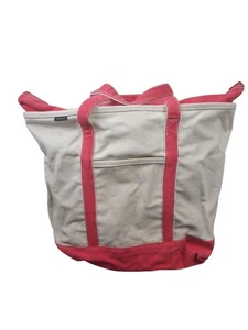 Borsa Lands End spessa XL in tela rosa e beige con parte superiore con cerniera - Foto 1 di 9