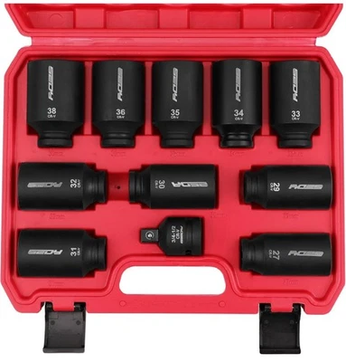 SEDY 11-Piece 1/2 Drive Deep Impact Socket Set Metric Wheel Axle Nut Wrench  - Image 1 of 4