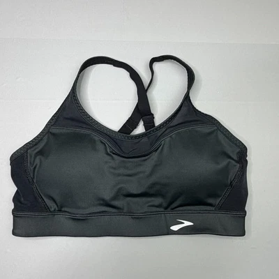 Sujetador deportivo Brooks pequeño sin cables negro espalda cruzada correa ajustable y espalda Foto 1 de 4