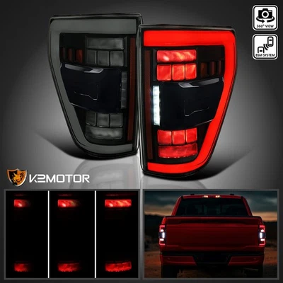 [W/ Blind Spot] Fits 2021-2023 Ford F150 Smoke Sequential Full LED Tail Lights Foto 1 de 4