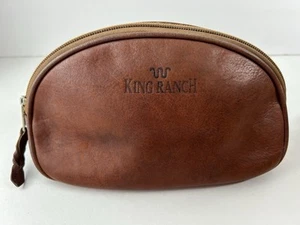 King Ranch Brown Leather Toiletries Shave Makeup Case Accessory Travel Bag - Picture 1 of 8