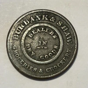 1845 Chicago IL Burbank & Shaw Merchant Token - Rare - Picture 1 of 2