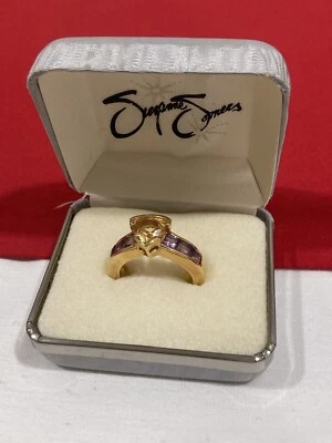 SUZANNE SOMERS 925 из чистого серебра золото Vermeil CZ группы кольцо размер 9,5 новый в коробке - Изображение 1 из 4