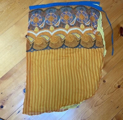 Vintage Versace Silk Wrap Skirt – Beaded, Blue/Orange/Yellow Design, IT 44 / US  - Image 1 of 4