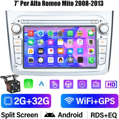 7" Android Autoradio GPS Wireless CarPlay Stereo Per Alfa Romeo Mito 2008-13 CAM - Immagine 1 di 4