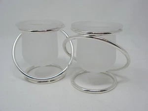 PartyLite Zwillingskerzenhalter mattiert & versilbert Votivhalter. - Bild 1 von 7