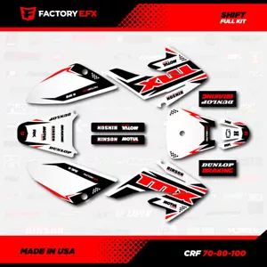 White & Red Shift Racing Graphics kit Fits 04-15 Honda Crf70 CRF 70 Decal - Picture 1 of 2