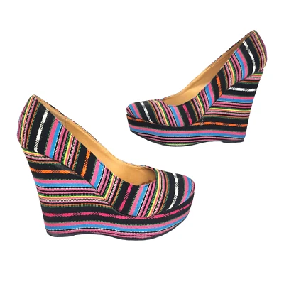 Top Zapatos Moda 5.5 Chucky Arco Iris Rayas Plataforma Rave Playa Verano Tacones de Cuña Foto 1 de 4