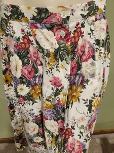 Vtg Linen Blend Floral Skirt Jh Collectibles - Picture 1 of 9