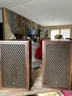 Vintage Mid Century  JAPAN Sansui SP-200 3 Way  Floor Speakers Wood Grills