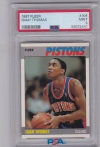 1987-88 FLEER BASKETBALL ISIAH THOMAS #106 PISTONS PSA 9 *379 - Picture 1 of 2