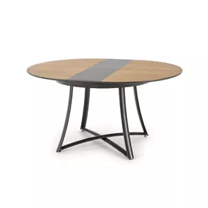 Tavolo allungabile tondo ORTENSIA Gihome ® rovere metallo sala pranzo moderno - Foto 1 di 12