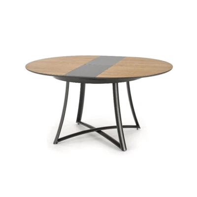 Tavolo allungabile tondo ORTENSIA Gihome ® rovere metallo sala pranzo moderno - Immagine 1 di 4