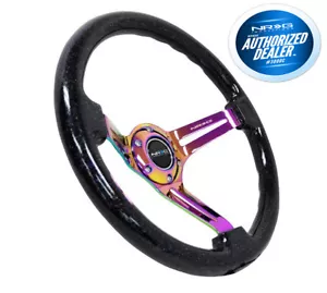 NRG Steering Wheel Sparkle Wood Neo chrome Spokes 350mm 3" Deep RST-018BSB-MC - Bild 1 von 5