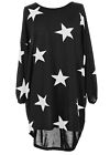 Women Baggy Batwing Stars Print Fine Knitted  LagenlookTunic Top Plus Size 8-26