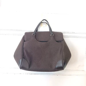 Brown Vintage Banana Republic Wool Small Handbag Top Handle, blue Lining - Picture 1 of 3
