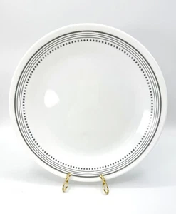 Corelle Vitrelle Mystic Gray 8.5" Lunch Plate Soft Grey Bands & Dots Border - Picture 1 of 5