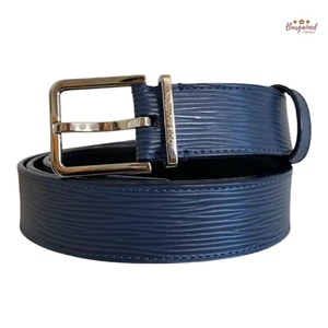 Auténtico Cinturón Louis Vuitton Azul Epi Cuero Plata Metal Hebilla Cuadrada 100/40 - Imagen 1 de 12
