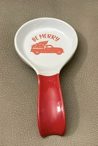 Reposacuchara de cocina de cerámica (Be Merry) camión rojo decoración navideña - Imagen 1 de 4