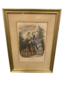 Antique Fashion Print Miroir des Modes Post Civil War Era Ladies Litho. No.28 - Picture 1 of 14