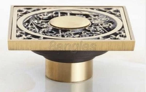 Antique Brass Square Floor Waste Grates Bathroom Shower Drain Floor Drain 8hr021 - Picture 1 of 3
