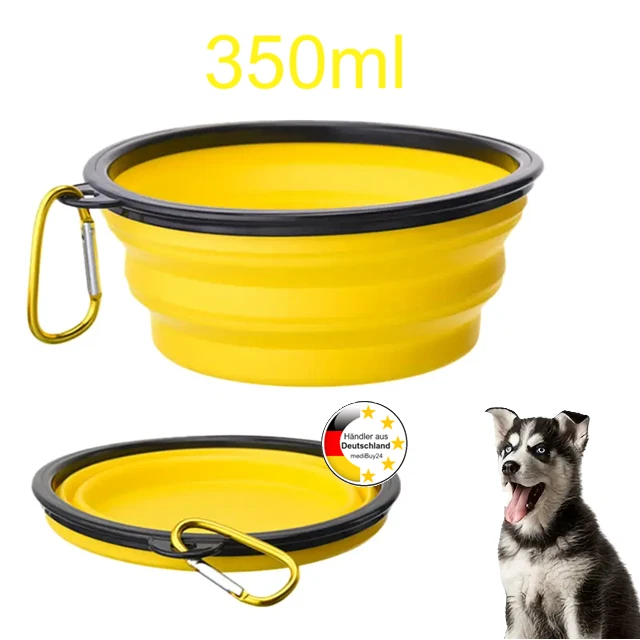 Faltbarer Hunde Katzen Fressnapf Wassernapf mit 350ml Fassungsvermögen GELB Neu✔ - Bild 1 von 1