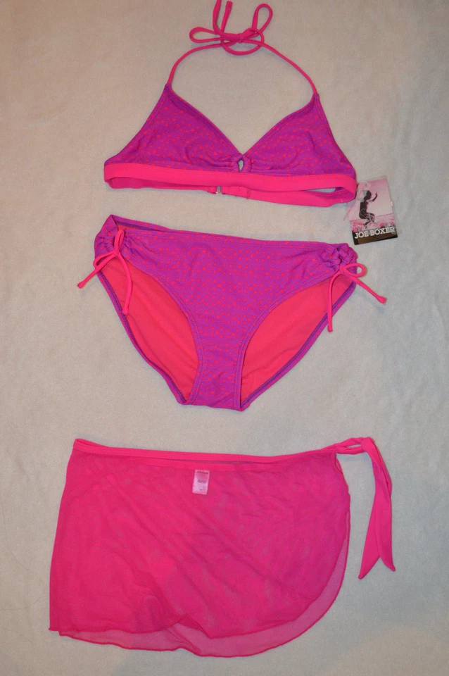 Top, parte inferior e capa de biquíni Joe Boxer feminino rosa/roxo - Tamanho 16 novo com etiquetas - Imagem 1 de 1