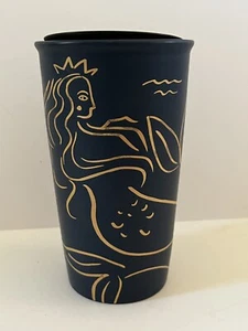 Starbucks Siren Mermaid Keramik Tumbler Deckel Blau Gold 12 oz Anniversary 2017 - Bild 1 von 12