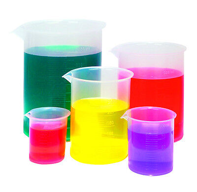 Karter Scientific Graduated Plastic Beaker Set, 50 100 250 500 1000 Ml • 5.99$