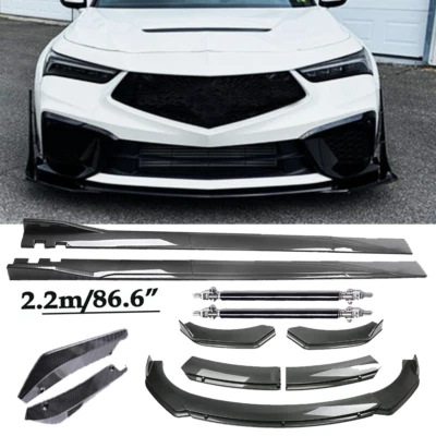 Carbon Fiber Front Bumper Lip Spoiler & Side Skirt For Acura Integra Body Kits - Image 1 of 4
